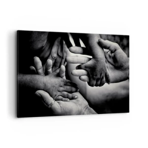 Cuadro sobre lienzo - Impresión de Imagen - Manos en blanco y negro de diferentes generaciones. - 100x70cm - Ser humano - Decoración de pared moderna para salón y dormitorio ARTTOR
