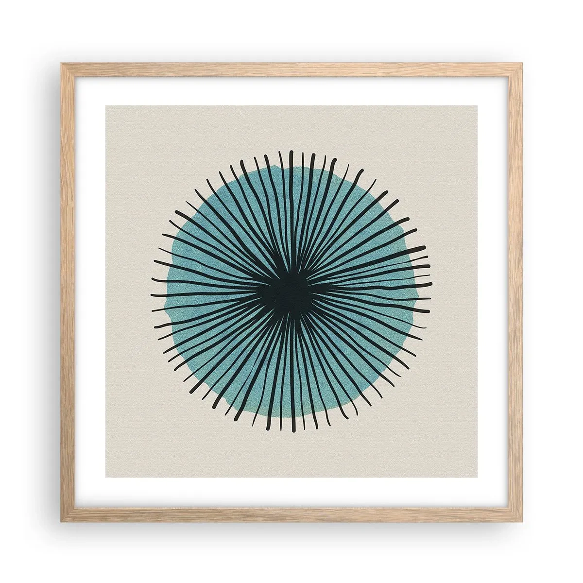 Póster en marco roble claro - Radiante en azul - 50x50 cm