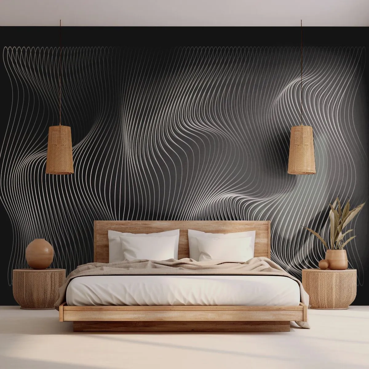Fotomural Premium Canvas - La danza de la luz en el espacio - 3D, Líneas, Moderno - 250x175 cm