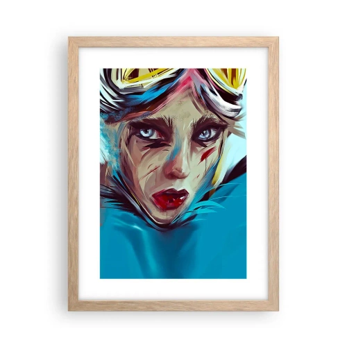 Póster en marco roble claro - Guerrera colorida - 30x40 cm