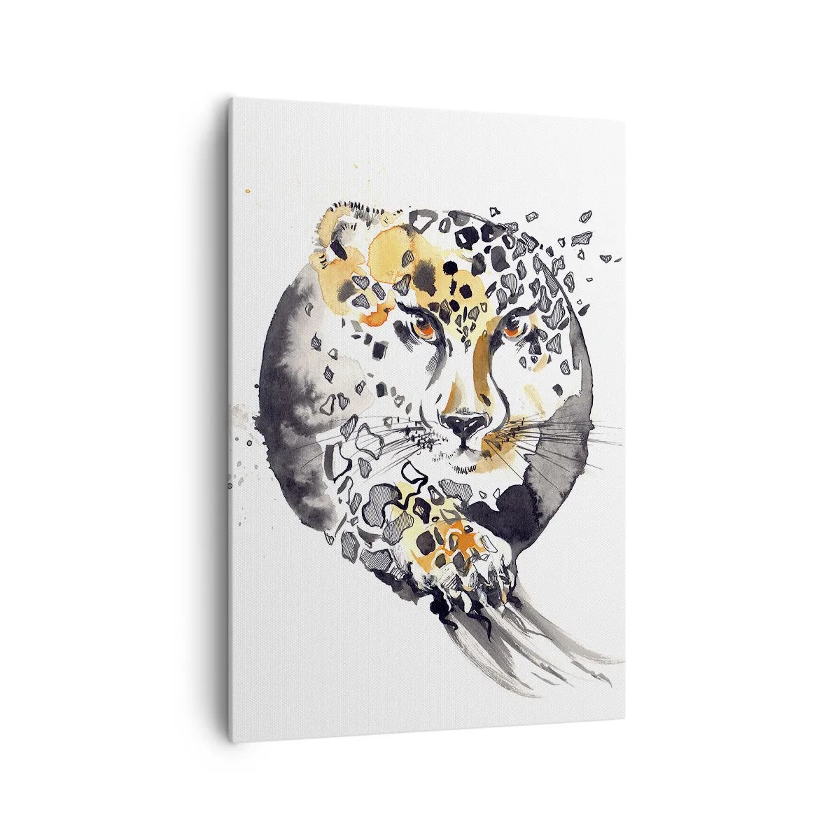 Cuadro sobre lienzo - Impresión de Imagen - Pintura artística de acuarela con motivo de guepardo. - 70x100cm - Belleza depredadora - Decoración de pared moderna para salón y dormitorio ARTTOR