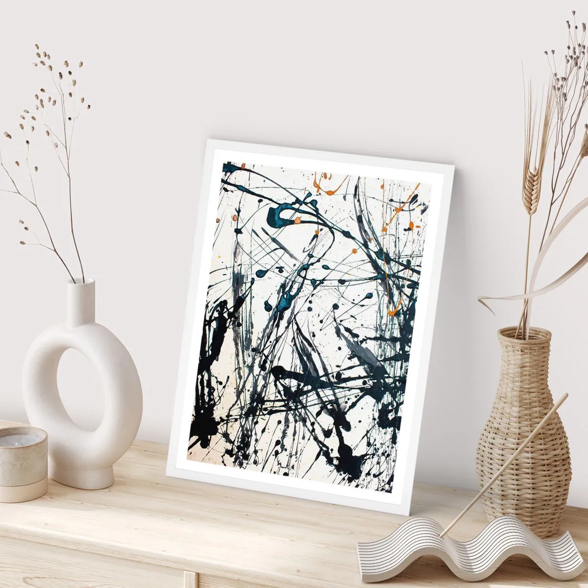 Póster en marco blanco - Abstracción expresionista - 61x91 cm