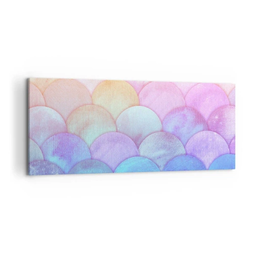 Cuadro sobre lienzo - Impresión de Imagen - Escamas abstractas en tonos pastel - 120x50cm - Concha de perla - Decoración de pared moderna para salón y dormitorio ARTTOR