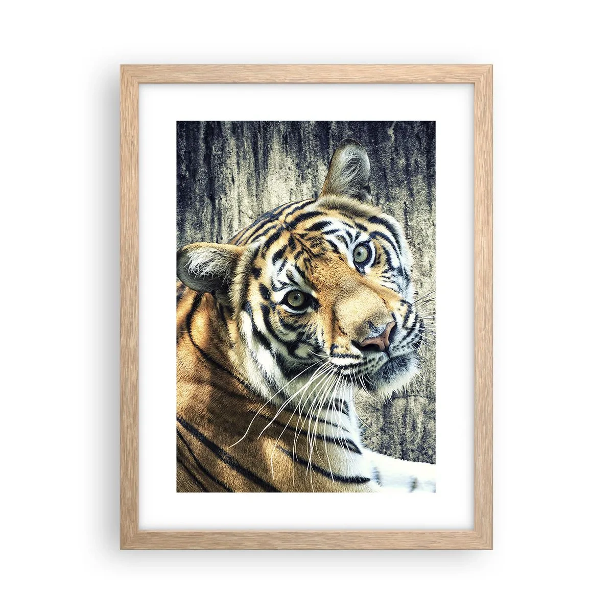 Póster en marco roble claro - Retrato en corrientes de luz - 30x40 cm