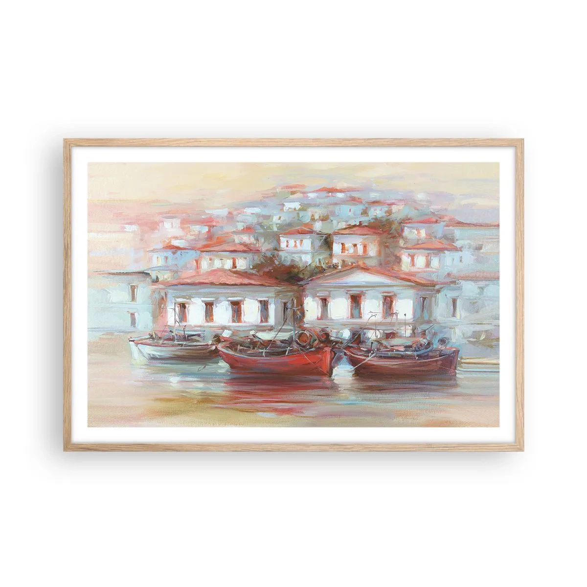 Póster en marco roble claro - Ciudad feliz - 91x61 cm