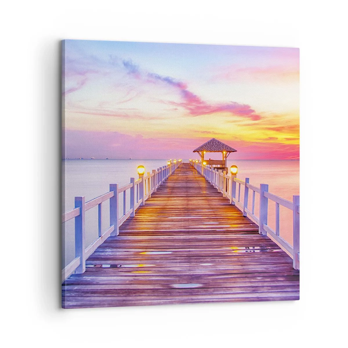 Cuadro sobre lienzo - Impresión de Imagen - El silencio lila-dorado de la tarde - 60x60 cm