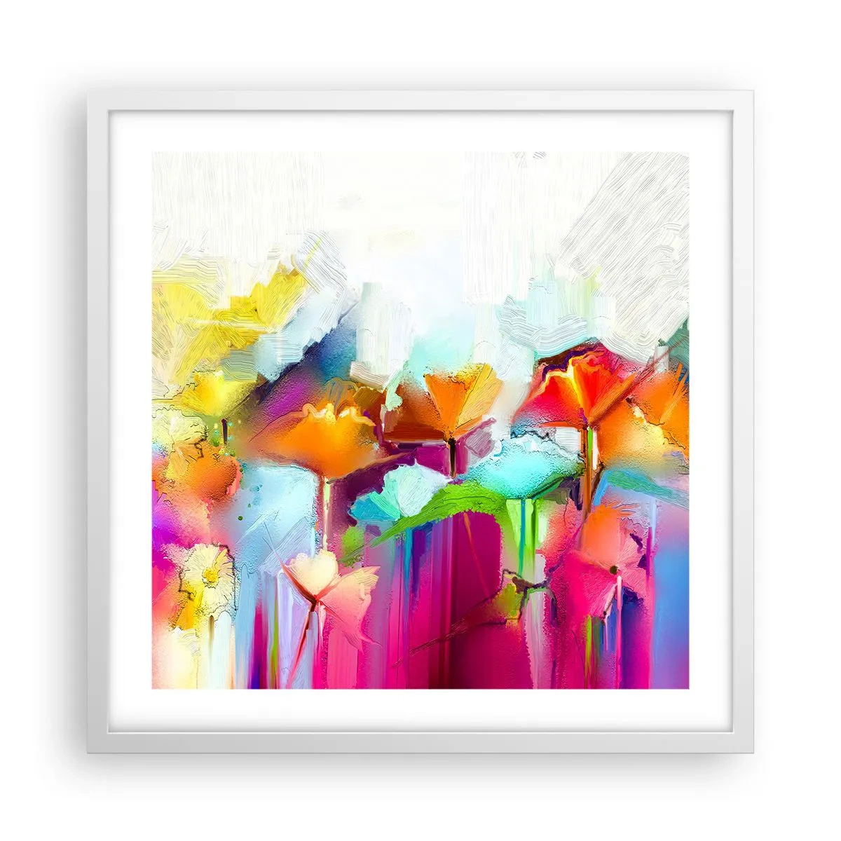 Póster en marco blanco - Un arco iris ha florecido - 50x50 cm