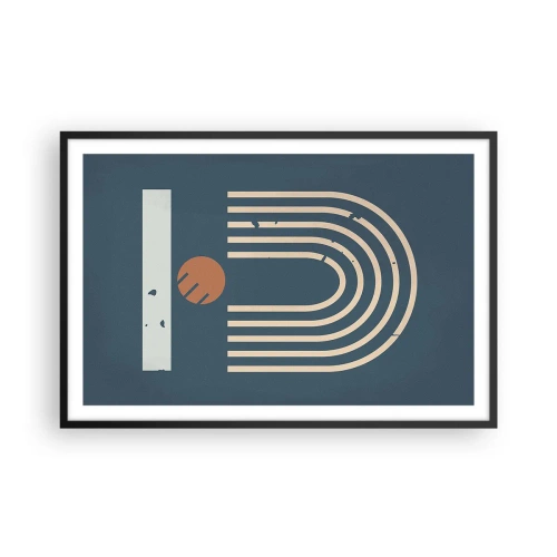 Póster en marco negro - Geometría sobre azul marino - 91x61 cm