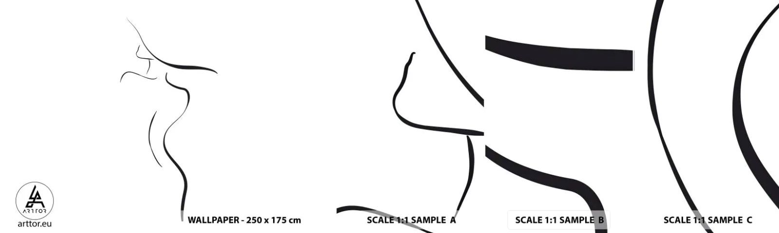 Muestra De Fotomural Standard Eco - Escurridiza como una ola - Abstracción, cuerpo de mujer, mujer con sombrero - 100x30 cm