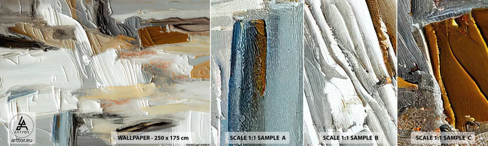 Muestra de fotomural autoadhesivo Deluxe Sticker - Estratificación de colores - Pedazo, Pintar, Cuadro - 100x30 cm