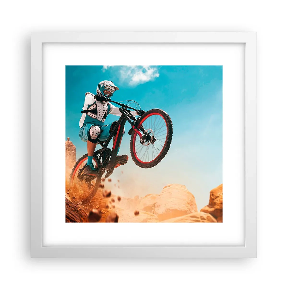 Póster en marco blanco - Locura sobre dos ruedas - 30x30 cm