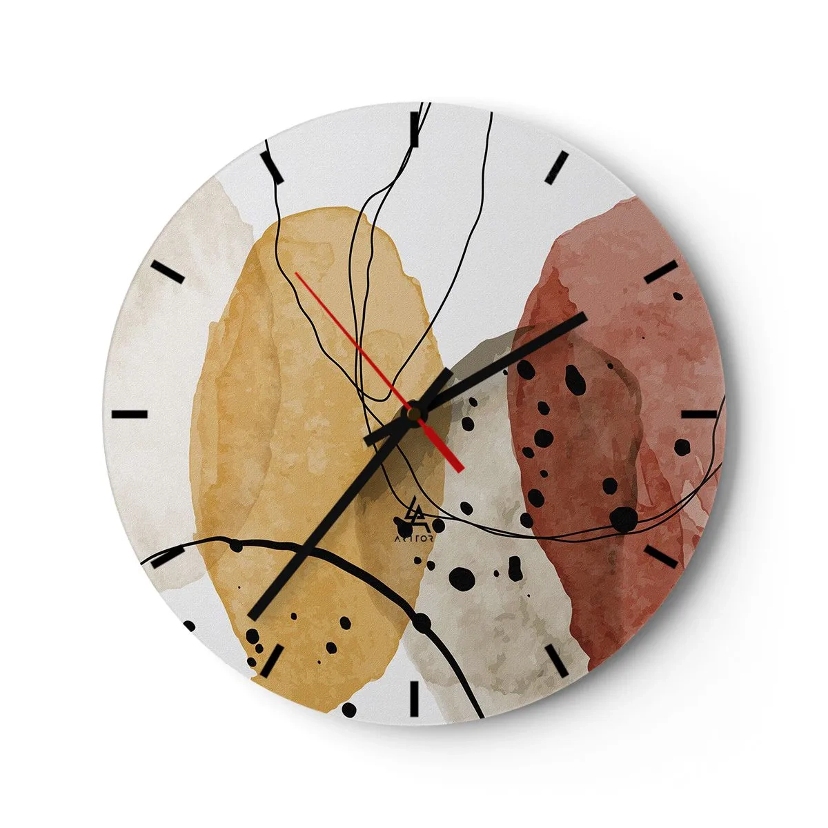 Reloj de pared - Reloj de vidrio - Líneas y transparencias - 40x40 cm
