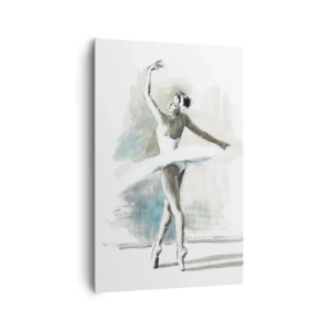 Cuadro sobre lienzo - Impresión de Imagen - Una bailarina de ballet en pose de ballet sobre un fondo de delicados tonos de acuarela. - 80x120cm - Encantada por un cisne - Decoración de pared moderna para salón y dormitorio ARTTOR