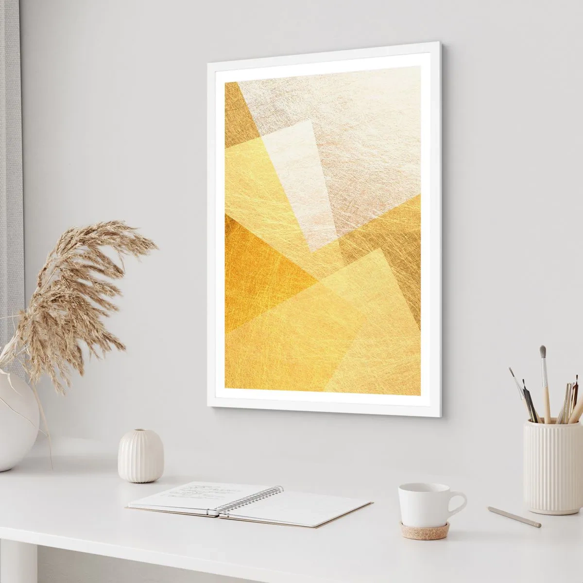 Póster en marco blanco - Tiempo de geometría - 50x70 cm