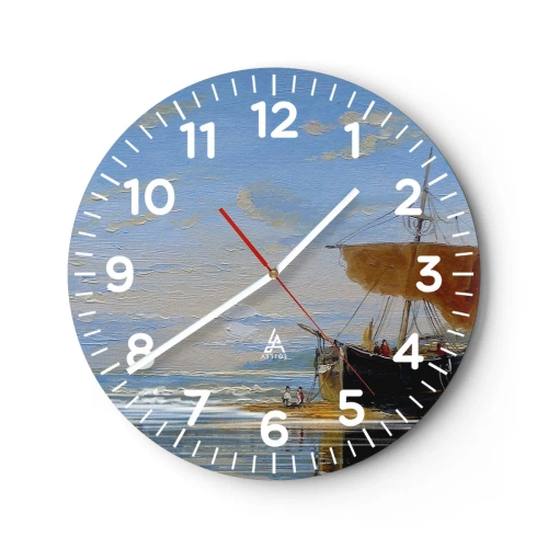 Reloj de pared - Reloj de vidrio - Agua, tierra, aire - 30x30 cm