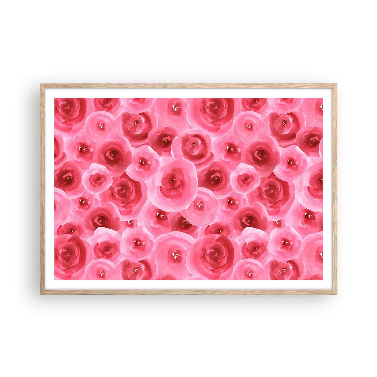 Póster en marco roble claro - Rosas abajo y arriba - 100x70 cm