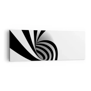 Cuadro sobre lienzo - Impresión de Imagen - Vórtice óptico abstracto en blanco y negro - 140x50cm - Y sin embargo, gira - Decoración de pared moderna para salón y dormitorio ARTTOR