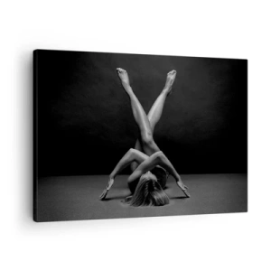 Cuadro sobre lienzo - Impresión de Imagen - Una interpretación artística de una mujer en blanco y negro. - 70x50cm - Geometría al desnudo - Decoración de pared moderna para salón y dormitorio ARTTOR