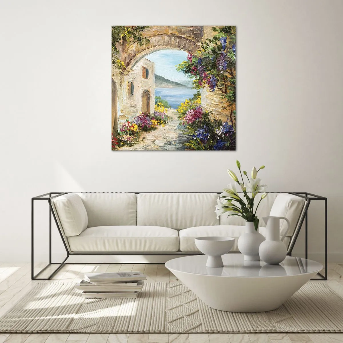 Cuadro sobre vidrio - Impresiones sobre Vidrio - El encanto del paisaje costero - 50x50 cm