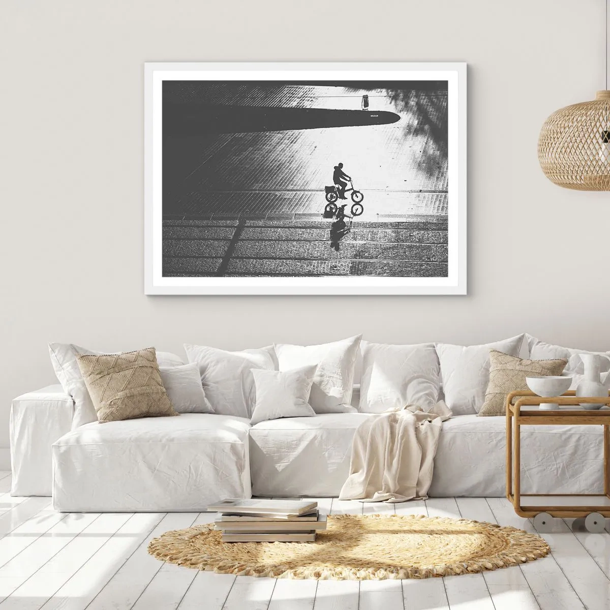 Póster en marco blanco - Adelante, a través de la ciudad - 70x50 cm