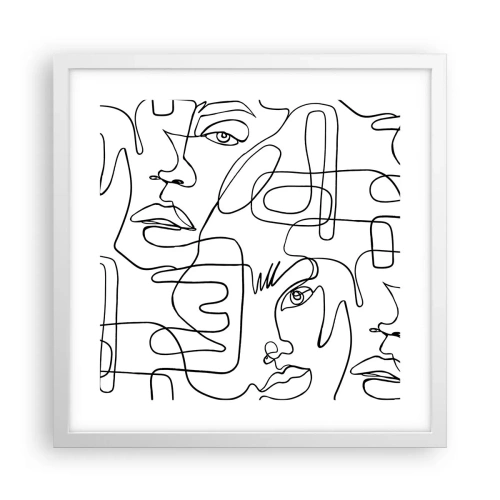 Póster en marco blanco - Entre emociones enredadas - 40x40 cm