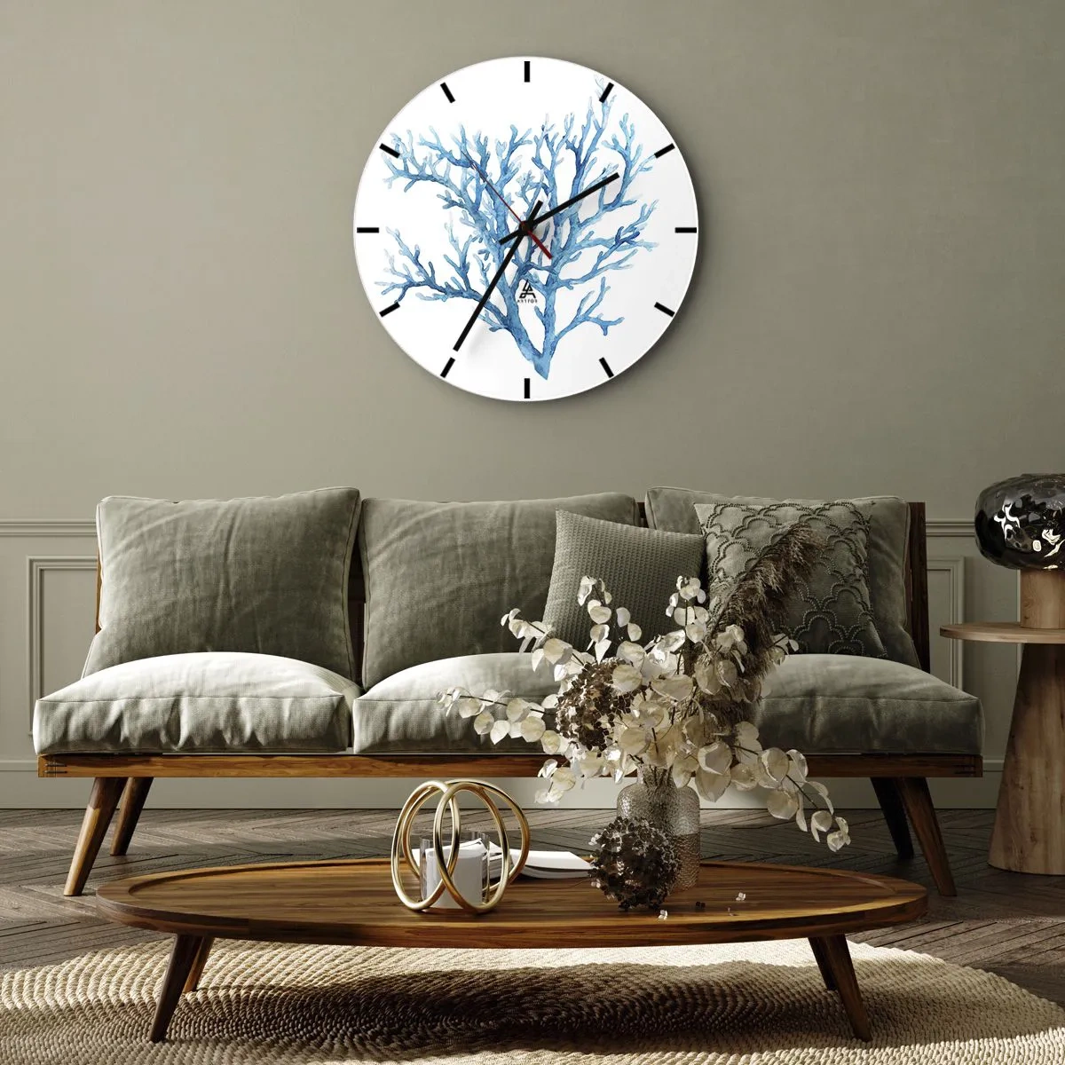 Reloj de pared - Reloj de vidrio - Filigrana marina - 30x30 cm