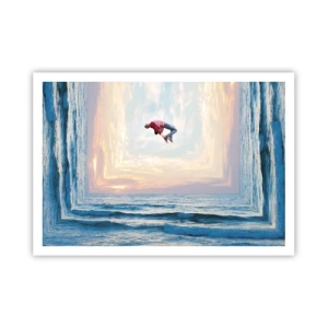 Póster - Salto surrealista sobre el mar en el marco. - 100x70cm - A otra dimensión - Decoración de pared moderna para salón y dormitorio ARTTOR