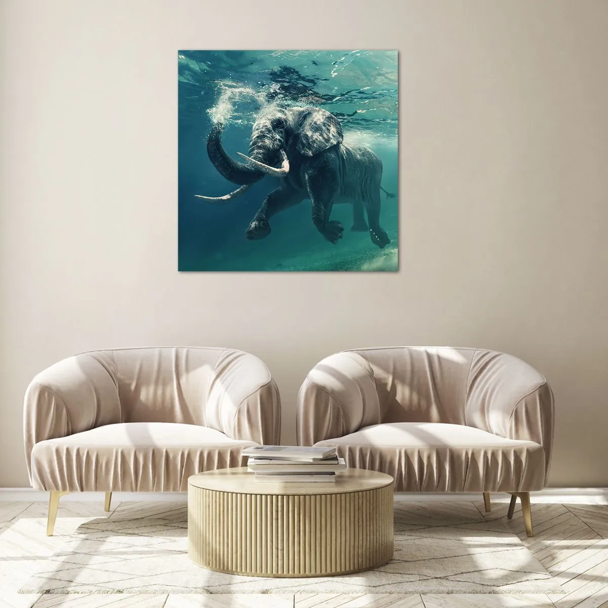 Cuadro sobre vidrio - Impresiones sobre Vidrio - A todos nos gusta nadar - 50x50 cm