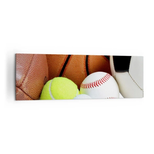 Cuadro sobre lienzo - Impresión de Imagen - Balones de diversas disciplinas deportivas - 160x50cm - Unidos por el deporte - Decoración de pared moderna para salón y dormitorio ARTTOR