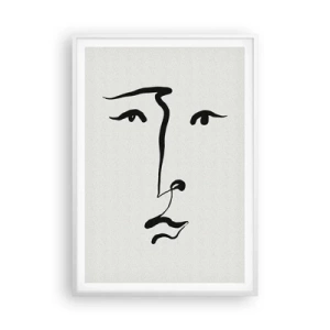 Póster en marco blanco - Retrato en una línea - 70x100 cm