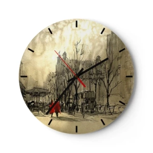 Reloj de pared - Reloj de vidrio - Cita en la niebla de Londres  - 40x40 cm