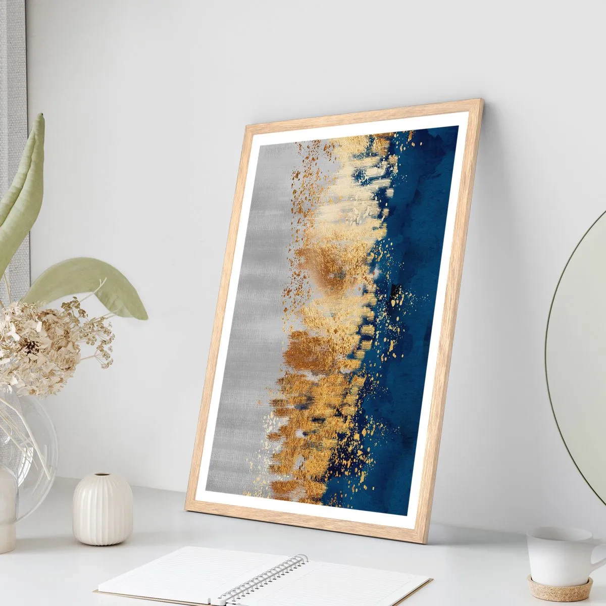 Póster en marco roble claro - Composición moderna con chispas - 61x91 cm