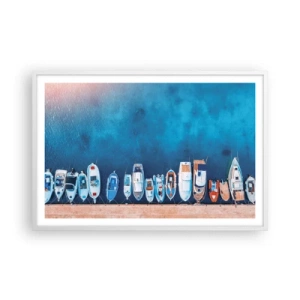 Póster en marco blanco - En fila y a la espera - 91x61 cm