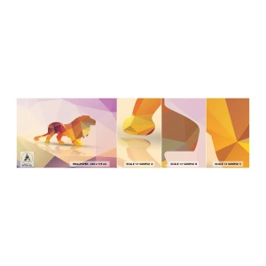 Muestra De Fotomural Standard Eco - El rey de los diamantes - animales, León, Figura Geométrica - 100x30 cm