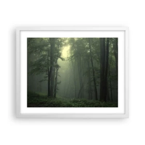 Póster en marco blanco - Antes de que se despierte el bosque - 50x40 cm