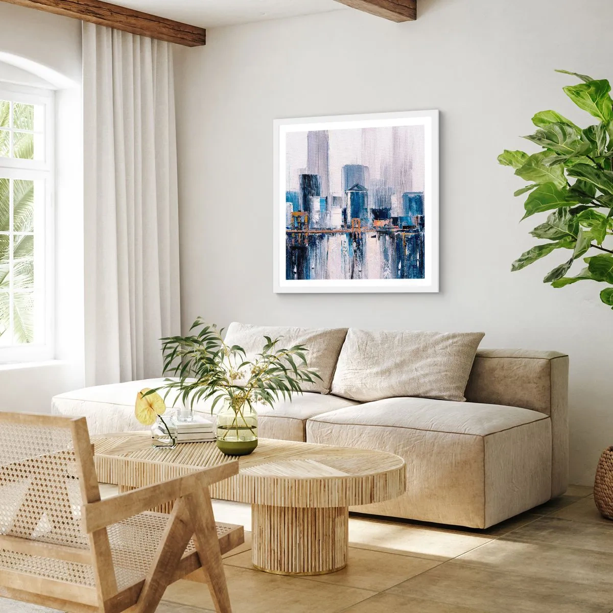 Póster en marco blanco - Impresión neoyorquina - 50x50 cm