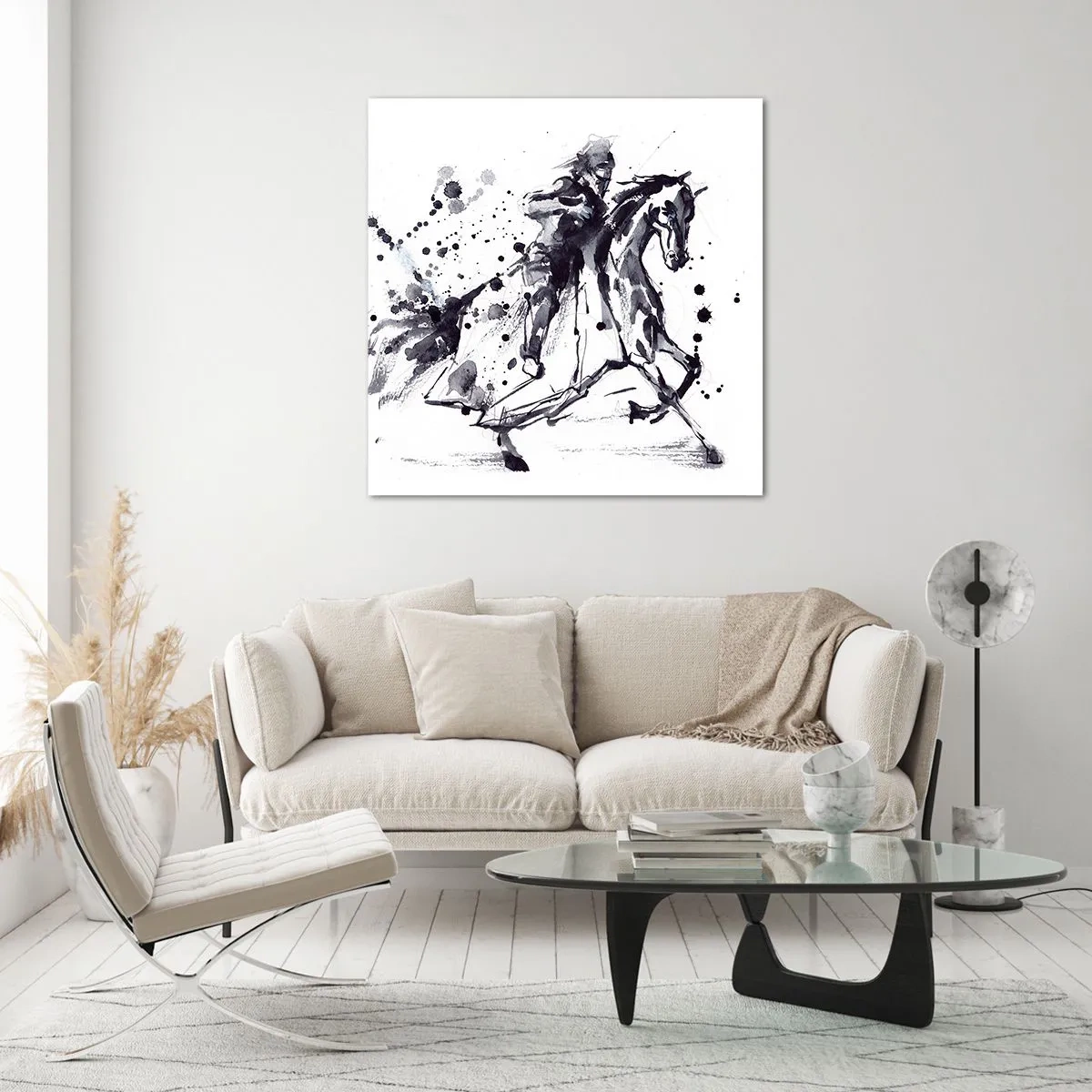 Cuadro sobre vidrio - Impresiones sobre Vidrio - Caballero negro - 40x40 cm