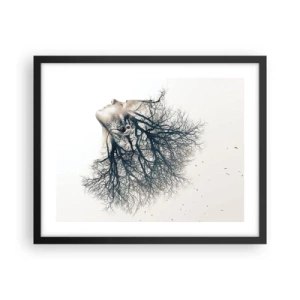 Póster en marco negro - Escuchando el susurro de un árbol - 50x40 cm
