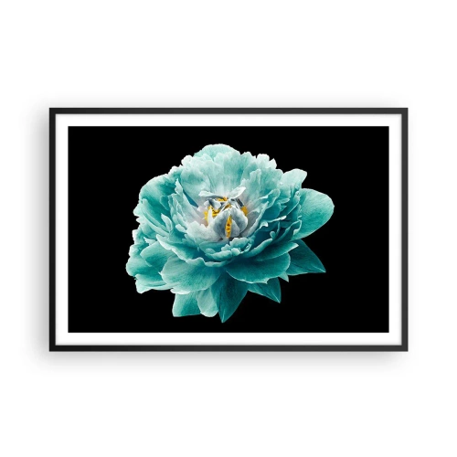 Póster en marco negro - Pétalos azules y dorados - 91x61 cm