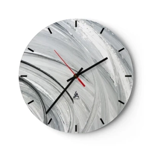 Reloj de pared - Reloj de vidrio - Círculos grises que se asemejan al movimiento dinámico de la órbita. - 30x30cm - Composición orbital - Decoración de pared moderna para salón, cocina y dormitorio ARTTOR