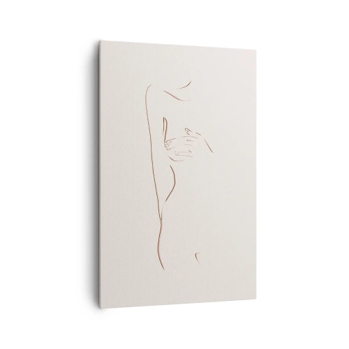 Cuadro sobre lienzo - Impresión de Imagen - Un dibujo lineal sutil de una silueta sobre un fondo claro. - 80x120cm - La forma del deseo - Decoración de pared moderna para salón y dormitorio ARTTOR