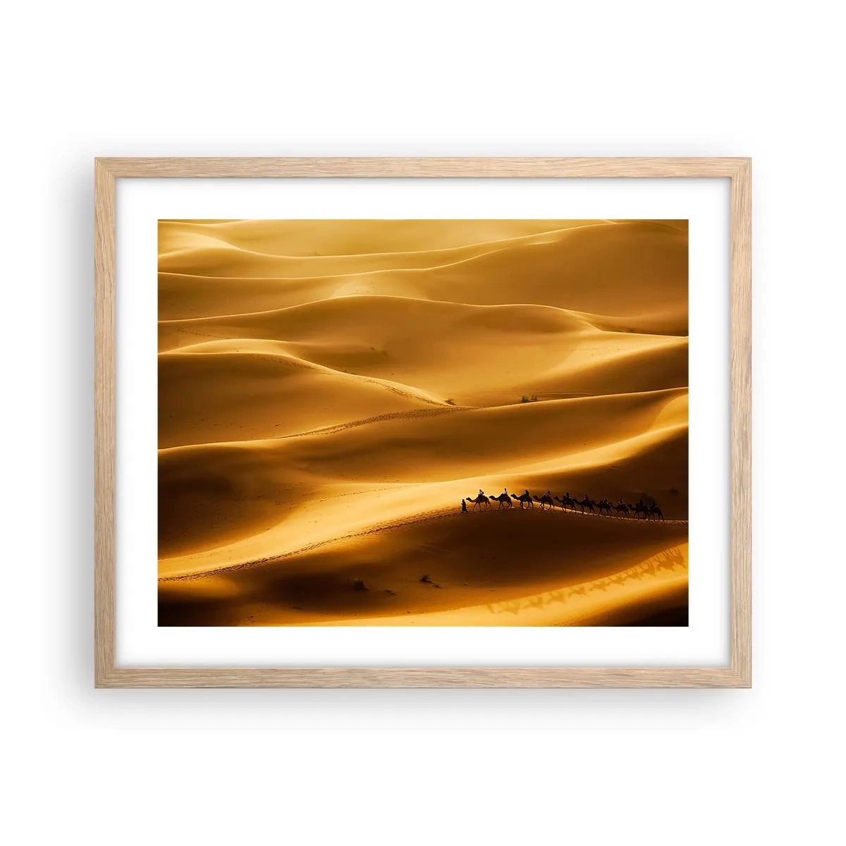 Póster en marco roble claro - Caravana sobre las olas del desierto - 50x40 cm