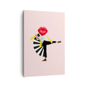 Cuadro sobre lienzo - Impresión de Imagen - Figura surrealista con boca y elementos geométricos. - 70x100cm - Arte pop surrealista - Decoración de pared moderna para salón y dormitorio ARTTOR