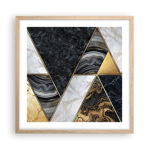 Póster en marco roble claro - Collage de piedras - 50x50 cm