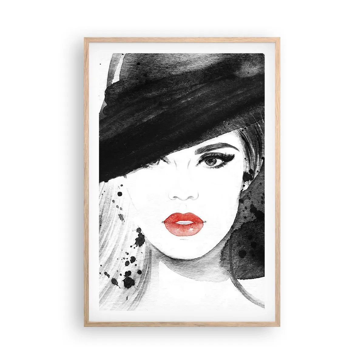 Póster en marco roble claro - Dama de negro - 61x91 cm