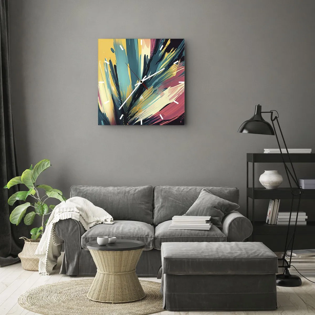Reloj de pared - Reloj de vidrio - Composición - una explosión de alegría - 30x30 cm