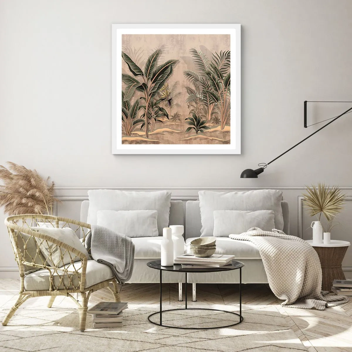 Póster en marco blanco - Grabados de estilo colonial - 40x40 cm