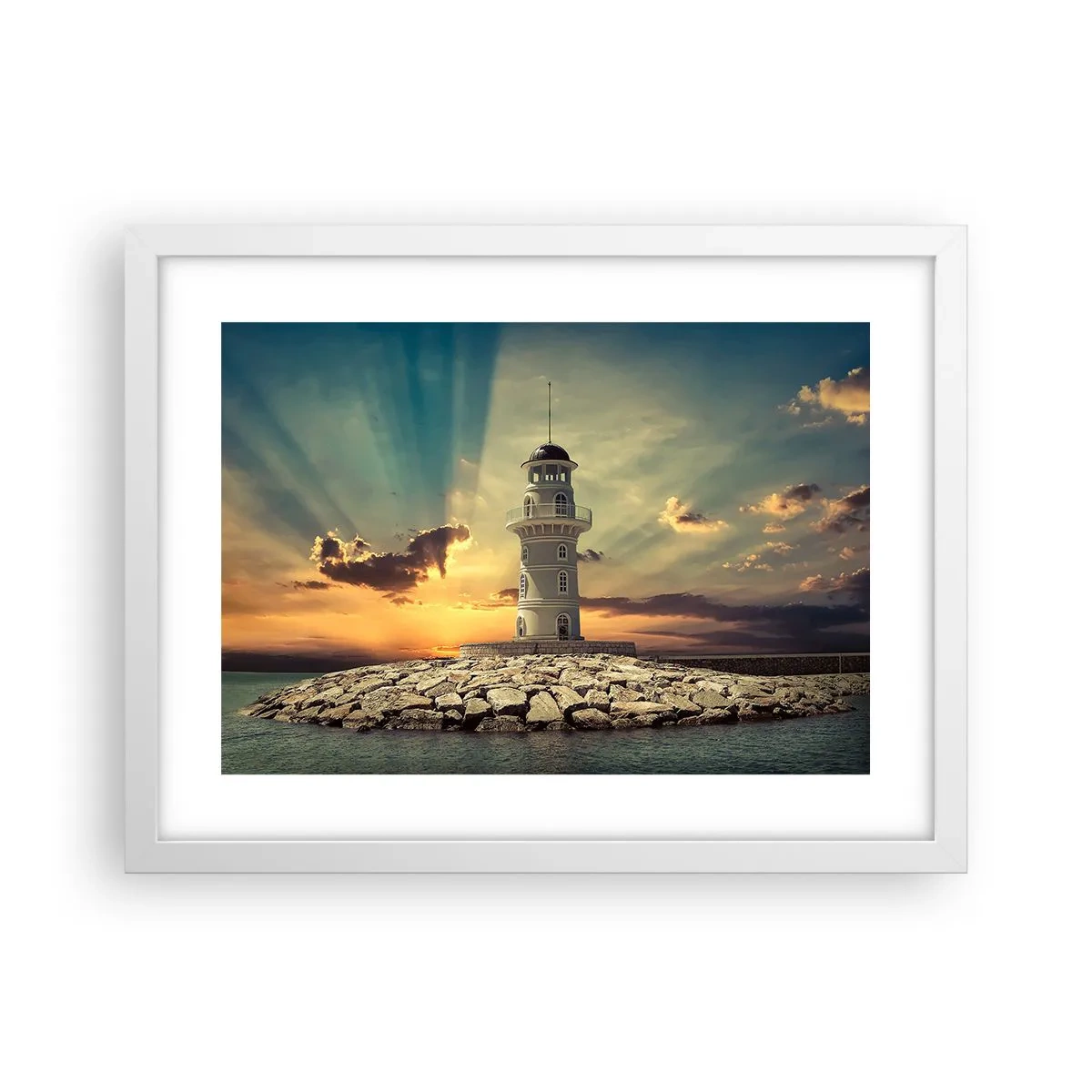 Póster en marco blanco - Luz - Bondad - Belleza - 40x30 cm