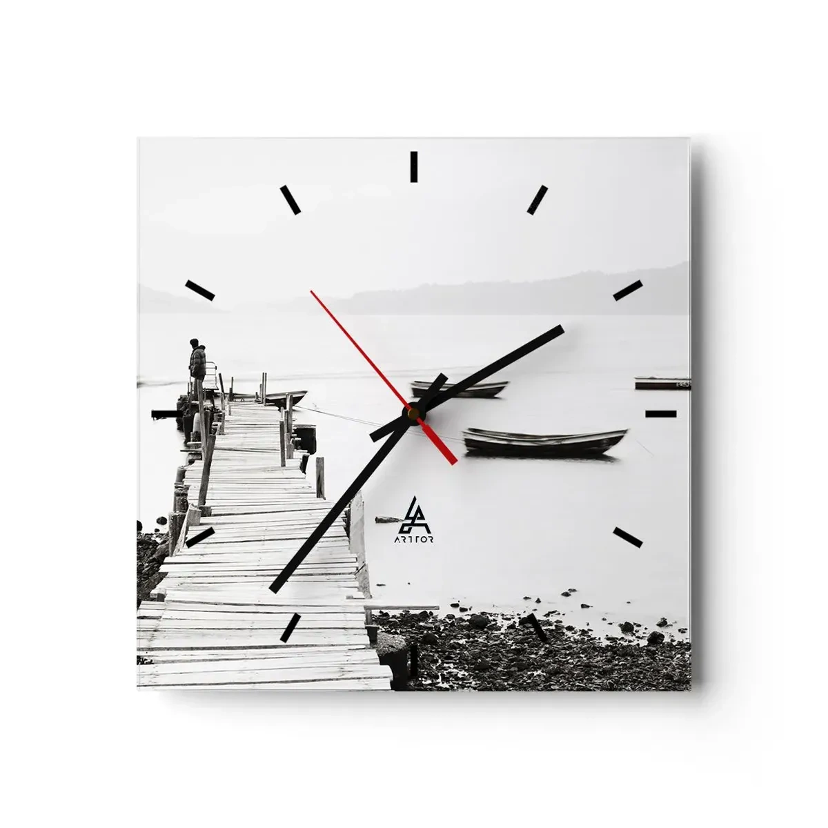 Reloj de pared - Reloj de vidrio - Junto al agua tranquila y clara - 40x40 cm