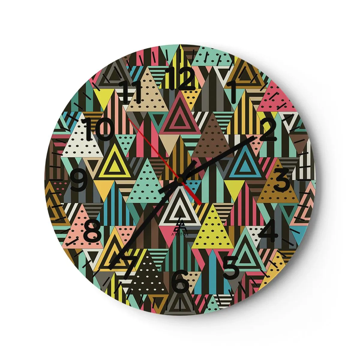 Reloj de pared - Reloj de vidrio - A ritmo de triángulo - 40x40 cm